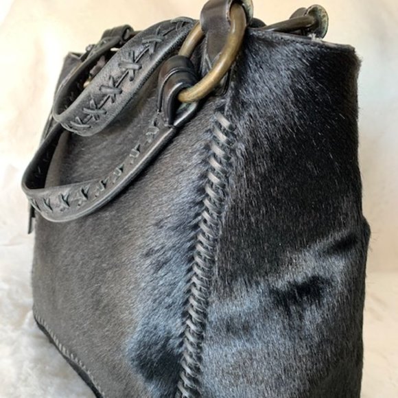 Antonio Melani Black Cowhide Leather HOBO - RARE - Picture 5 of 9